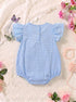 Sky Blue Checkered Cherries Printed Frilled Bodysuit