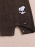 Snoopy Embroidery Jacquard Polo Romper (Grey)