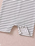 Striped Bear Embroidery Polo Romper