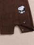 Snoopy Embroidery Jacquard Polo Romper (Brown)
