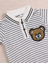 Striped Bear Embroidery Polo Romper
