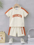 Brooklyn Printed Panelled Interlock Short Set