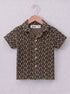 Brown Wave Pattern Cuban Collar Short Set