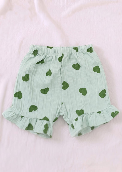Green Hearts Bow Detail Frock Set