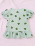 Green Hearts Bow Detail Frock Set