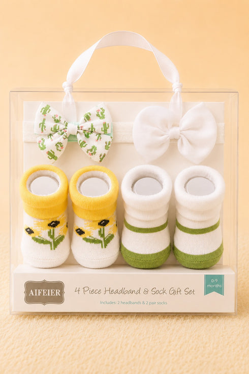 Baby 4-Pcs Headband & Sock Gift Set