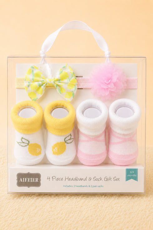 Baby 4-Pcs Headband & Sock Gift Set