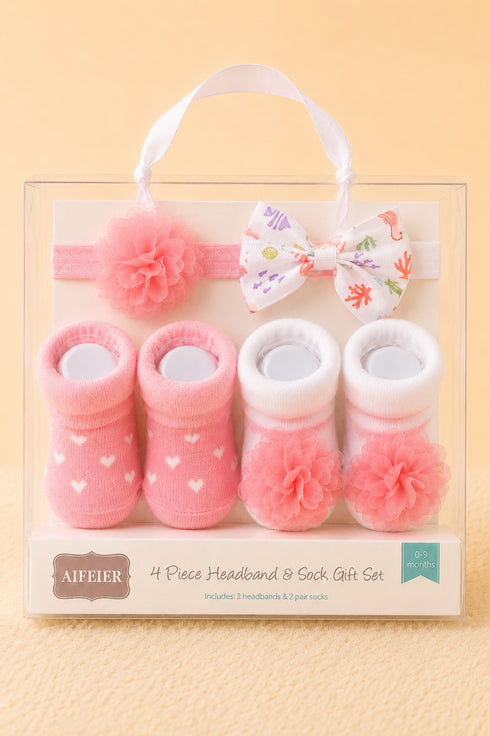 Baby 4-Pcs Headband & Sock Gift Set