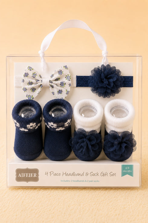 Baby 4-Pcs Headband & Sock Gift Set