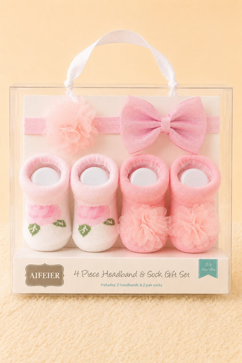 Baby 4-Pcs Headband & Sock Gift Set