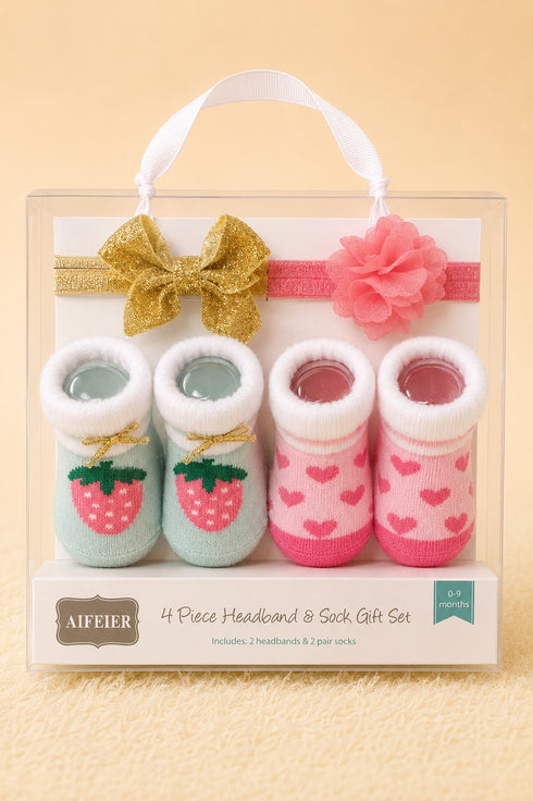 Baby 4-Pcs Headband & Sock Gift Set