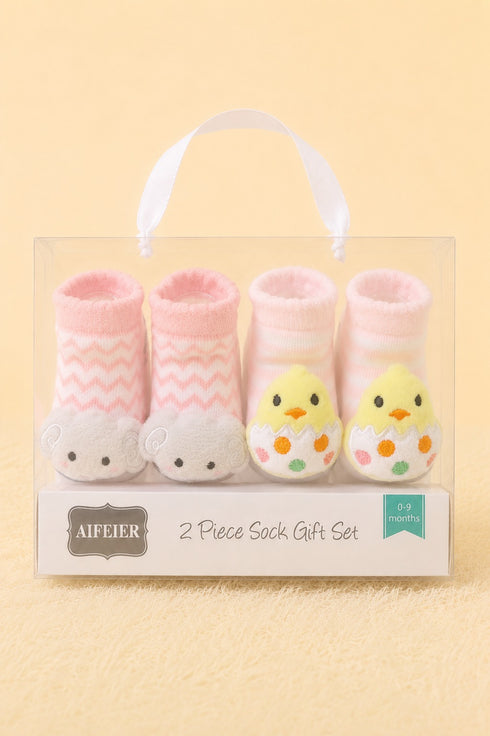 Chick & Lamb Baby Socks Set (0-9 Months)