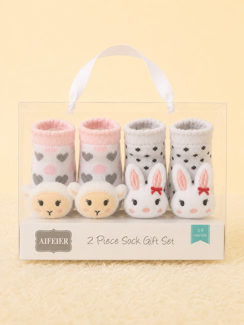 Bunny & Lamb Baby Socks Set (0-9 Months)