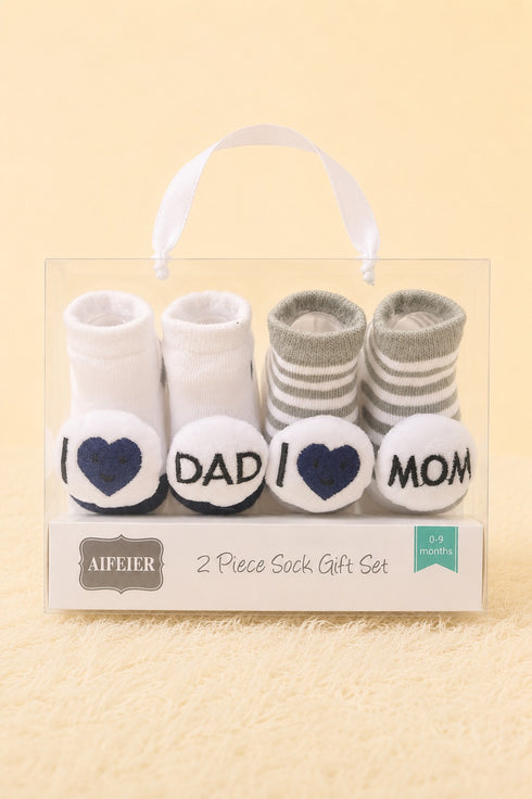 I Love Mom & Dad Baby Socks Set (0-9 Months)