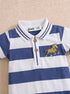 Striped Embroidered Polo Romper