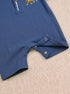 Blue Embroidered Polo Romper