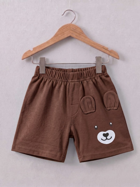 Playful Bear Raglan Interlock Short Set (Brown)