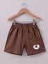 Playful Bear Raglan Interlock Short Set (Brown)