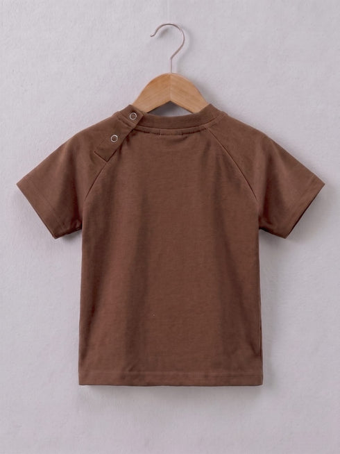 Playful Bear Raglan Interlock Short Set (Brown)