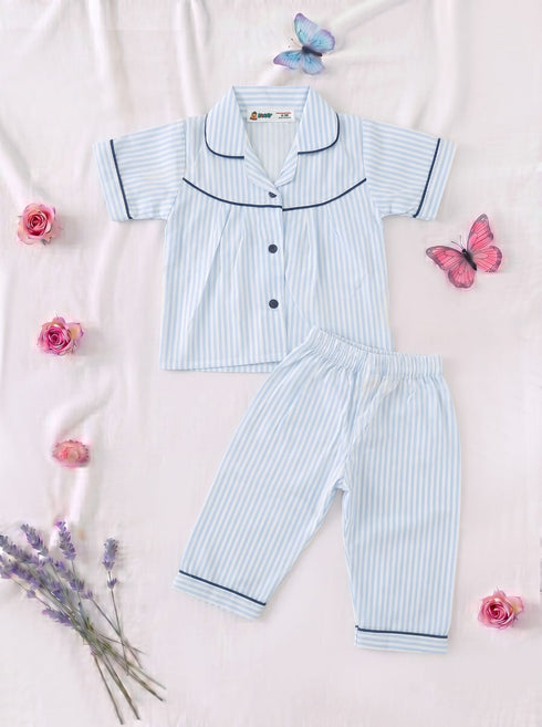 Sky Breeze Striped Night Suit Set