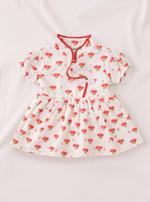 Japanese Style Floral Frock Set (Red)