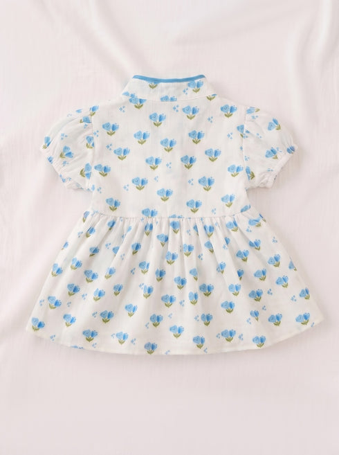 Japanese Style Floral Frock Set (Sky Blue)