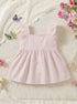Bloom Belle Blush Pink Embroidered Striped Baby Frock