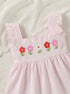 Bloom Belle Blush Pink Embroidered Striped Baby Frock