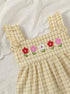 Bloom Belle Cream Embroidered Plaid Baby Frock