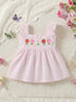 Bloom Belle Blush Pink Embroidered Striped Baby Frock