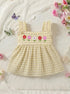 Bloom Belle Cream Embroidered Plaid Baby Frock