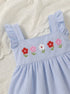 Bloom Belle Sky Blue Embroidered Striped Baby Frock