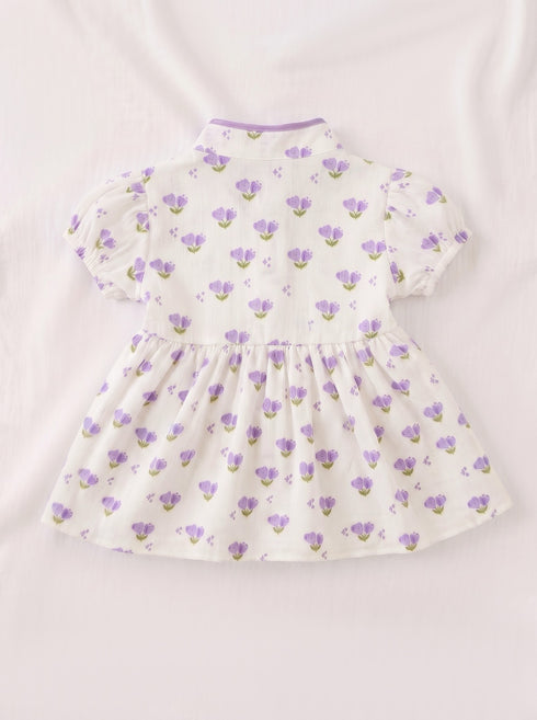 Japanese Style Floral Frock Set (Purple)