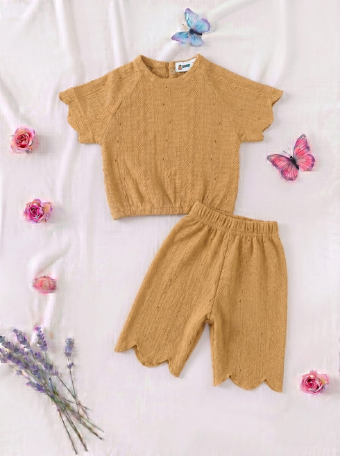 Warm Honey Scalloped Pajama Set