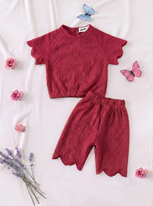 Red Scalloped Pajama Set