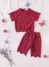 Red Scalloped Pajama Set