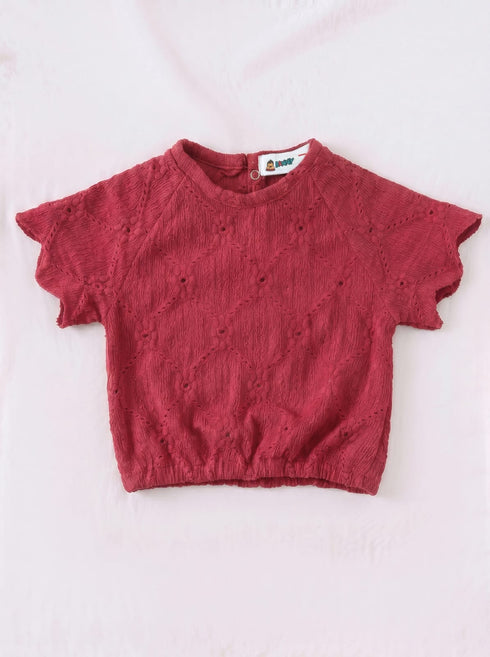 Red Scalloped Pajama Set
