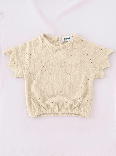 Beige Scalloped Pajama Set