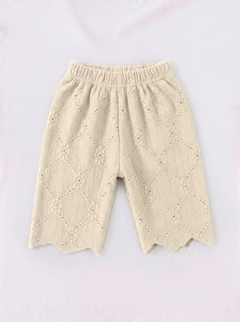 Beige Scalloped Pajama Set