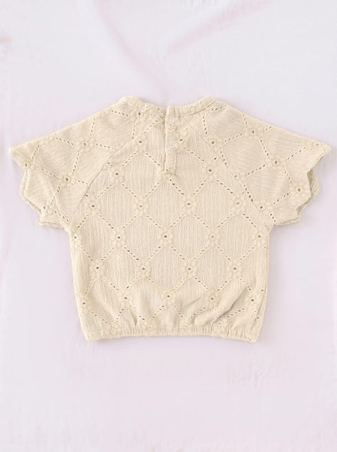 Beige Scalloped Pajama Set