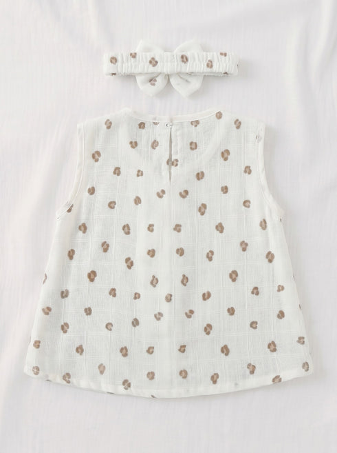 Leopard Bloom Bow Frock Set with Headband