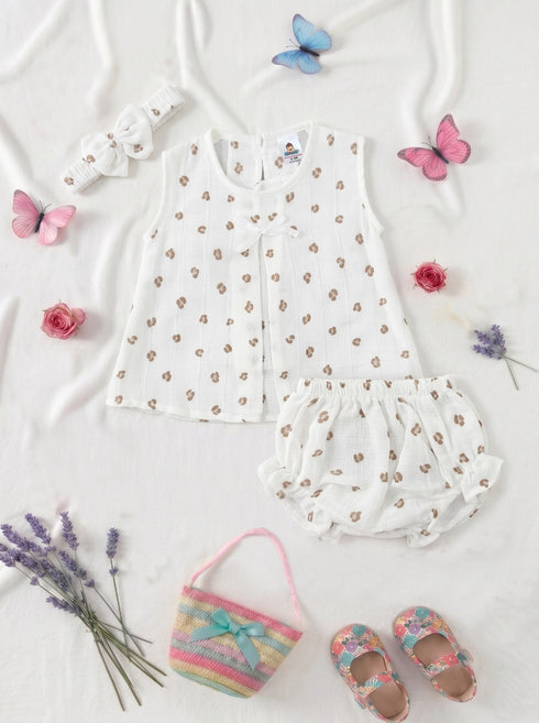 Leopard Bloom Bow Frock Set with Headband