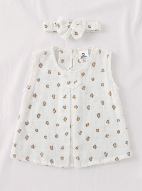 Leopard Bloom Bow Frock Set with Headband