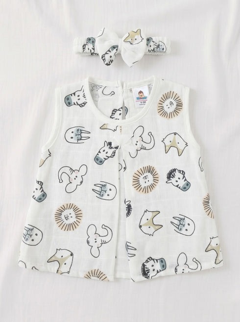 Wild Safari Bow Frock Set with Headband