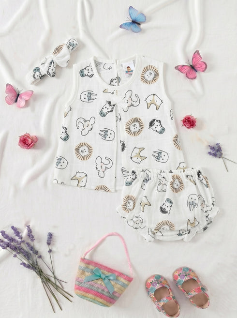 Wild Safari Bow Frock Set with Headband