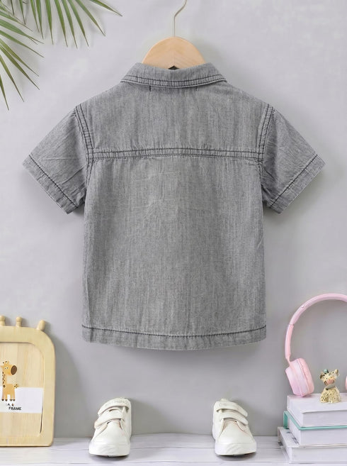 Grey Denim Button-Down Shirt
