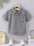 Grey Denim Button-Down Shirt