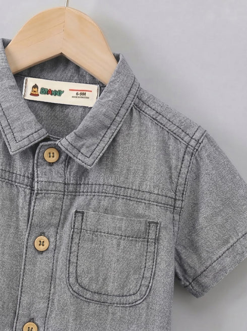 Grey Denim Button-Down Shirt