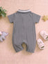 Grey Embroidery Jacquard Polo Romper