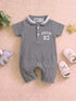 Grey Embroidery Jacquard Polo Romper